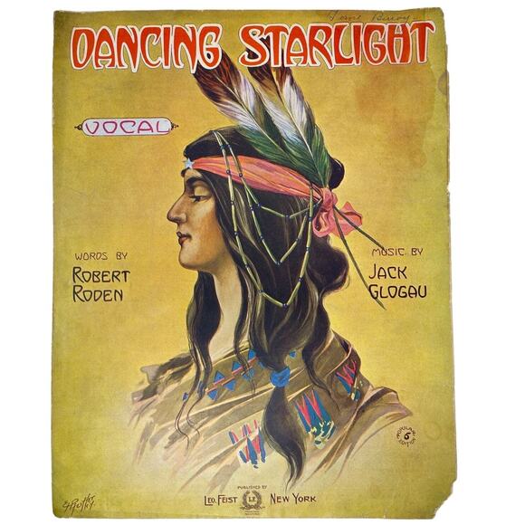1910 Dancing Starlight Large Sheet Music Robert Roden Jack Glogau - Picture 1 of 8